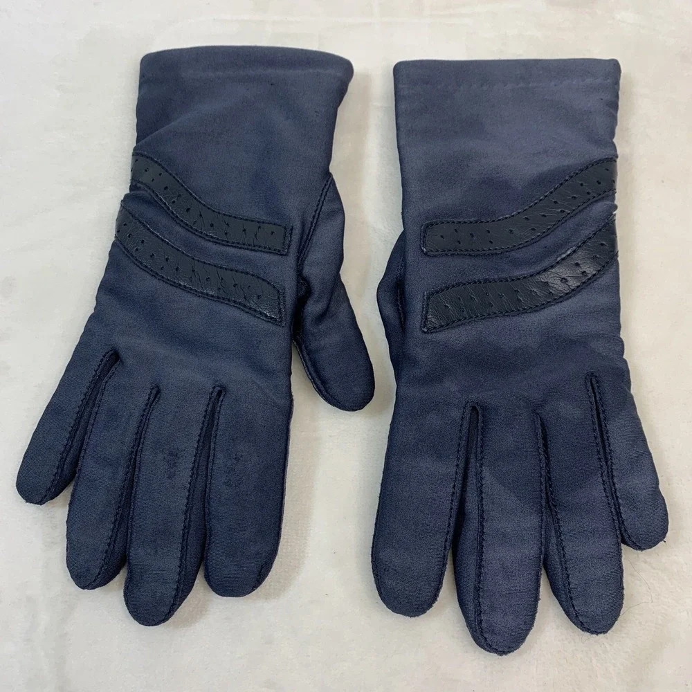 VTG‎ L'EGGS SHEER ENERGY Comfy Stretch Nylon Blue Driving Casual Gloves One Size
